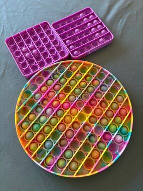 Sensory Rainbow Round Pop-It Fidget Toy –  bundle of three